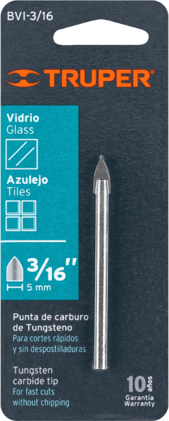 Broca para vidrio y azulejo de 3/16", TRUPER