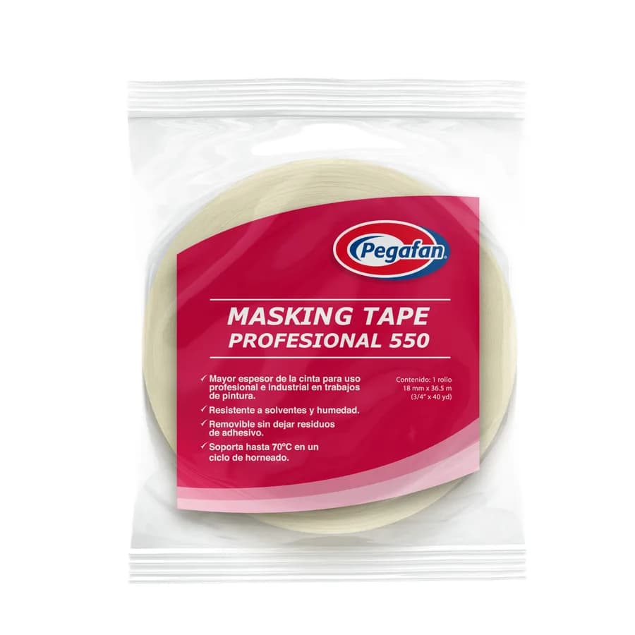 CINTA PEGAFAN MASKING PROFESION 550 - DE 1 1/2 " X 40 YDS - 24MM X 36M PEGAFAN