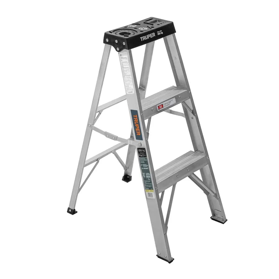 ESCALERA TIPO TIJERA S/BANDEJA C/NEGRO 2P TRUPER